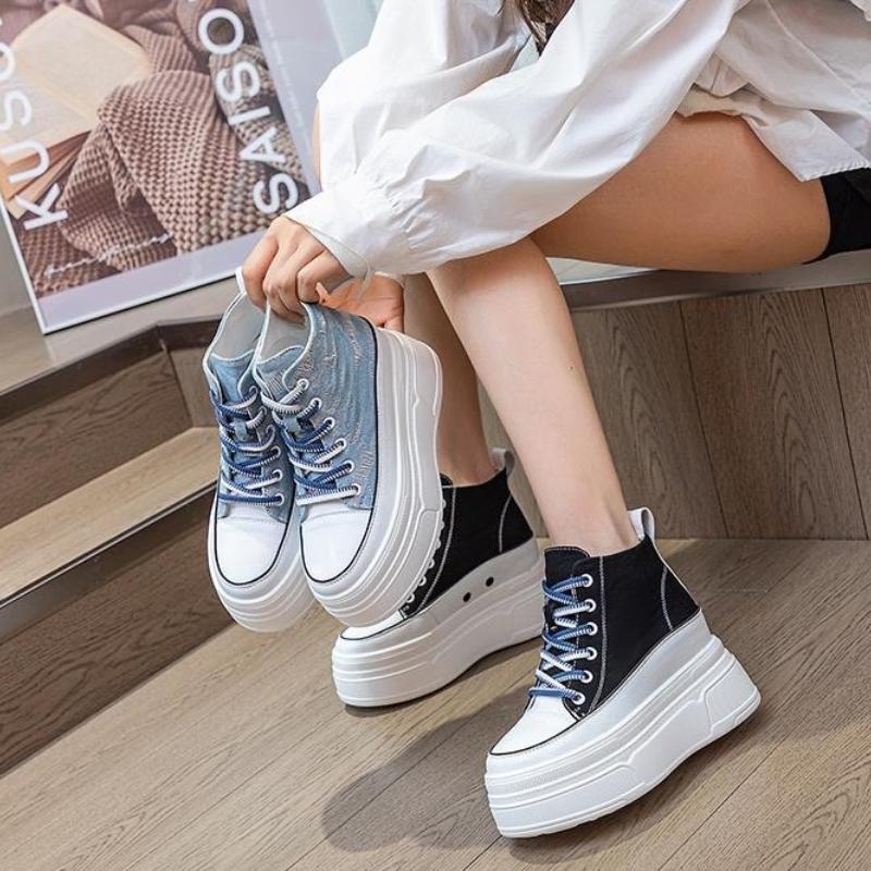 Fashion 2025 New Women's Ankle Boots Fashion Cowboy Knight Boot Punk Gothic Classic Denim Canvas Shoes Short Goth Platform Shoes