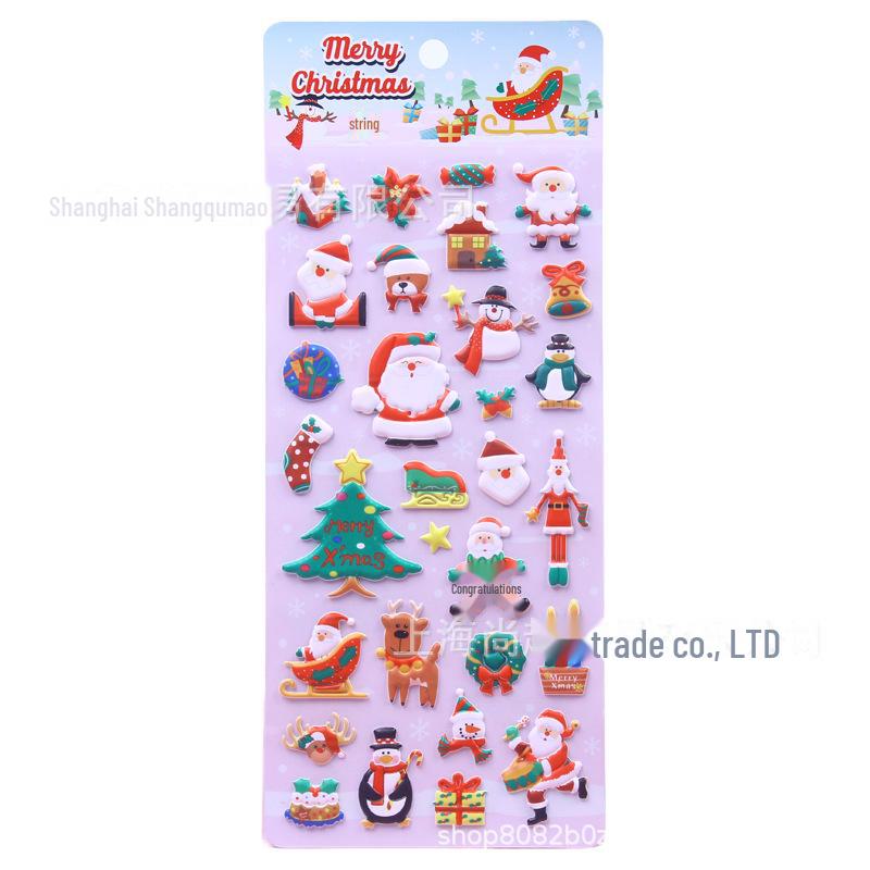 Nové 3D vánoční pěnové samolepky: Dětské kreslené návrhy s Santa Clausem, sněhovou vločkou a losem