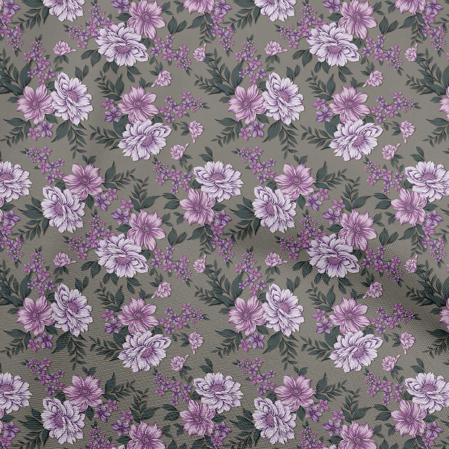 

OneOone Cotton Flex Grey Fabric Floral Retro Fabric для пошиття друкованої тканини для рукоділля у дворі 40 дюймів 42 Inch Wide - Viscose Chiffon фіолетовий