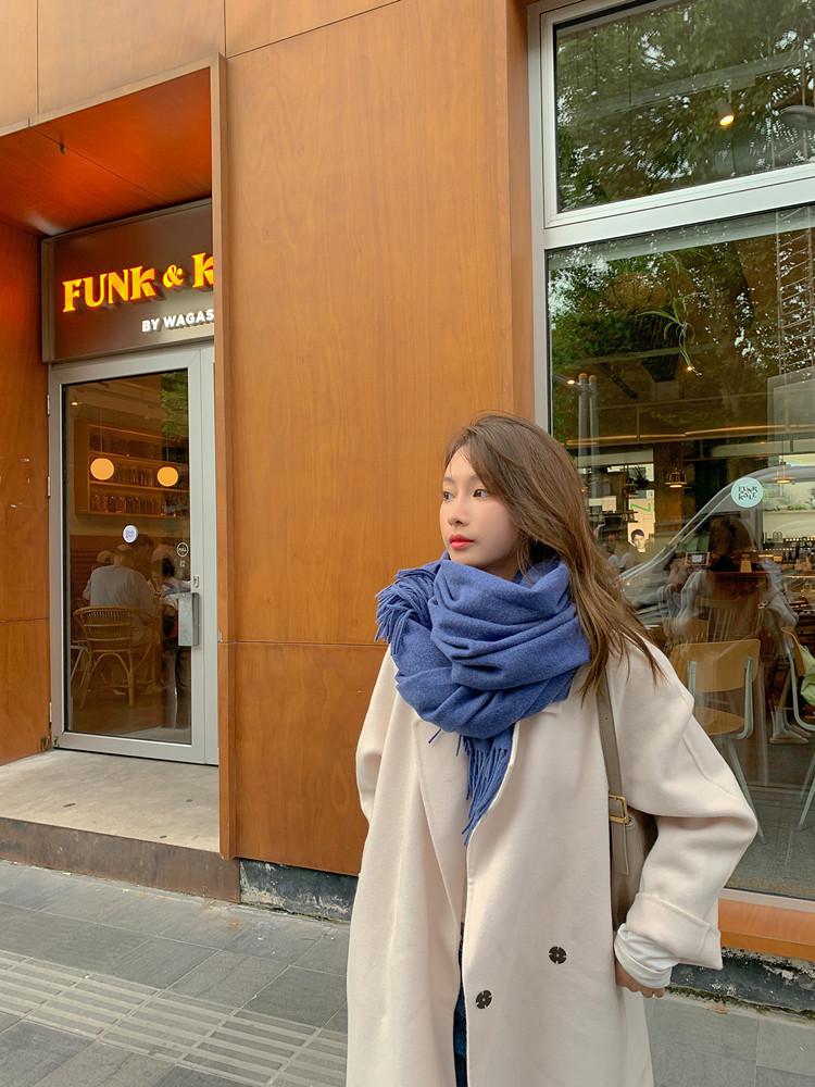 Women's Imitation Cashmere Winter Scarf - Thick Solid Color, Versatile Men's Shawl, Cashmere Wool Blend