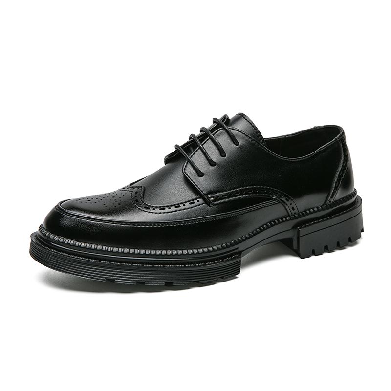 Fashion Official Website Hot Selling Men's Leather Casual Shoes Thick Soled High-end Brogue Shoes White Men's Work Shoes Elegant New