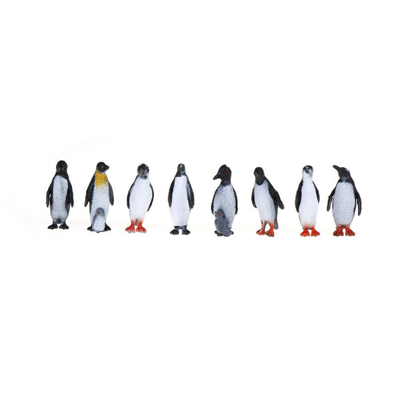 8Pcs/Set Plastic Ocean Animal Small Penguin Figure Model Toy