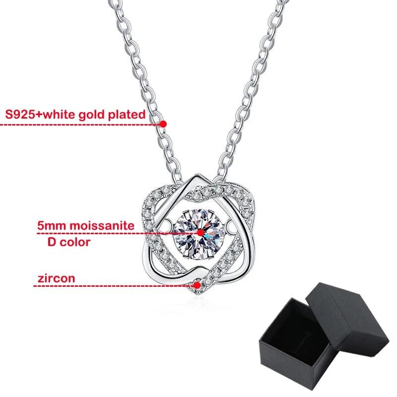 D Color 0.5ct GRA Moissanite Necklace for Women  Sparkling Simulated Diamond Pendant Beating Heart S925 Silver Fine Jewelry Gift