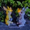 Solar Cute Rabbit Night Light Resin Rabbit Statue Night Lamp Creative Rabbit Butterfly Figurine Light Easter Outdoor Decoration
