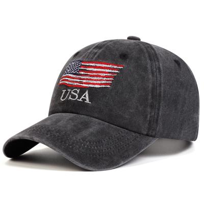Embroidered Baseball Cap with American Flag, Retro Unisex, Daily Casual Curved Brim Hat, Adjustable