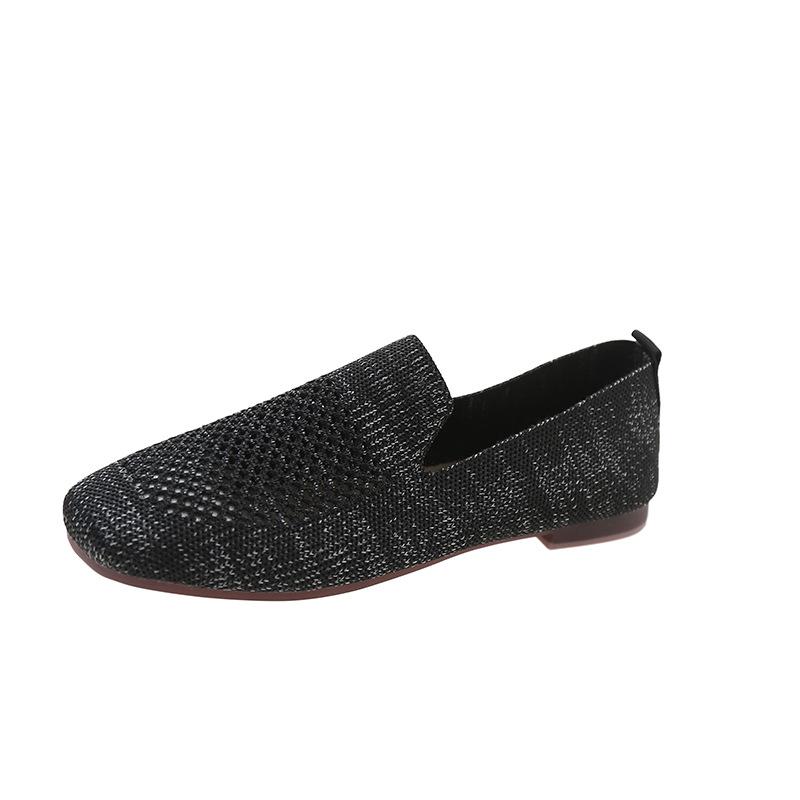 Women's Summer Breathable Flat Shoes 2024 New Fashion Slip-on Soft-soled Shoes Casual Low Heel Square Toe Barefoot Woman Shoes