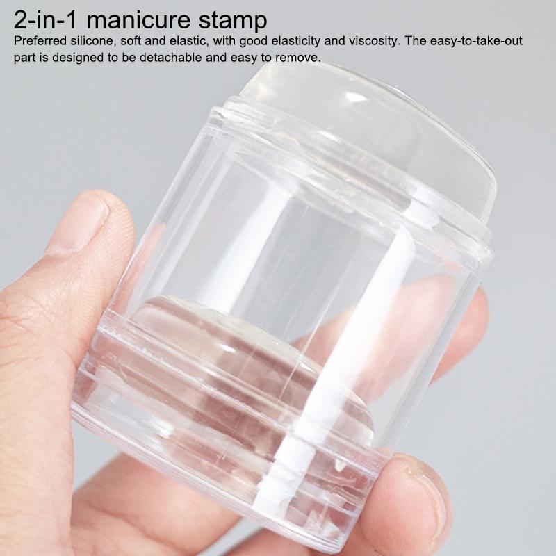 Double Headed French Nail Art Stamper With A Nail Scraper Silicone Clear Head Nail Mold Stamping Template For Diy Manicure Size