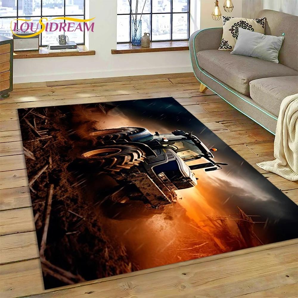 Retro Tractor Car 3D Truck Rug Carpet for Living Room Bedroom Home Decor,Floor Mat Non-slip Decoration for Sofa Doormat Kid Gift