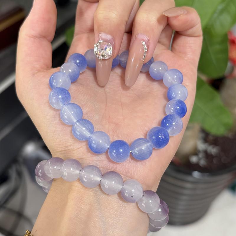 

Оригинальный стеклянный браслет, светло-пудровый, с плавным переходом, в простом стиле, женский браслет, маленький свежий браслет, браслет, лето, маленький свежий