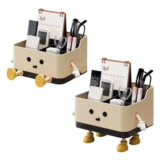 Desktop Storage Box Remote Control Holder Large Capacity Multiple Compartments Versatile Stationery Makeup Organizer
