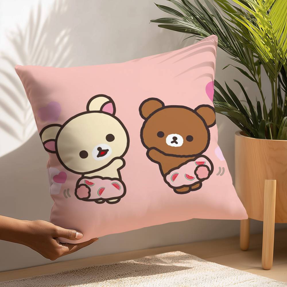 Cute Cartoon Rilakkuma Pillow Case Plush Fabric Soft  Pillowcase Double Sided Print Cushion Cover Household Gifts