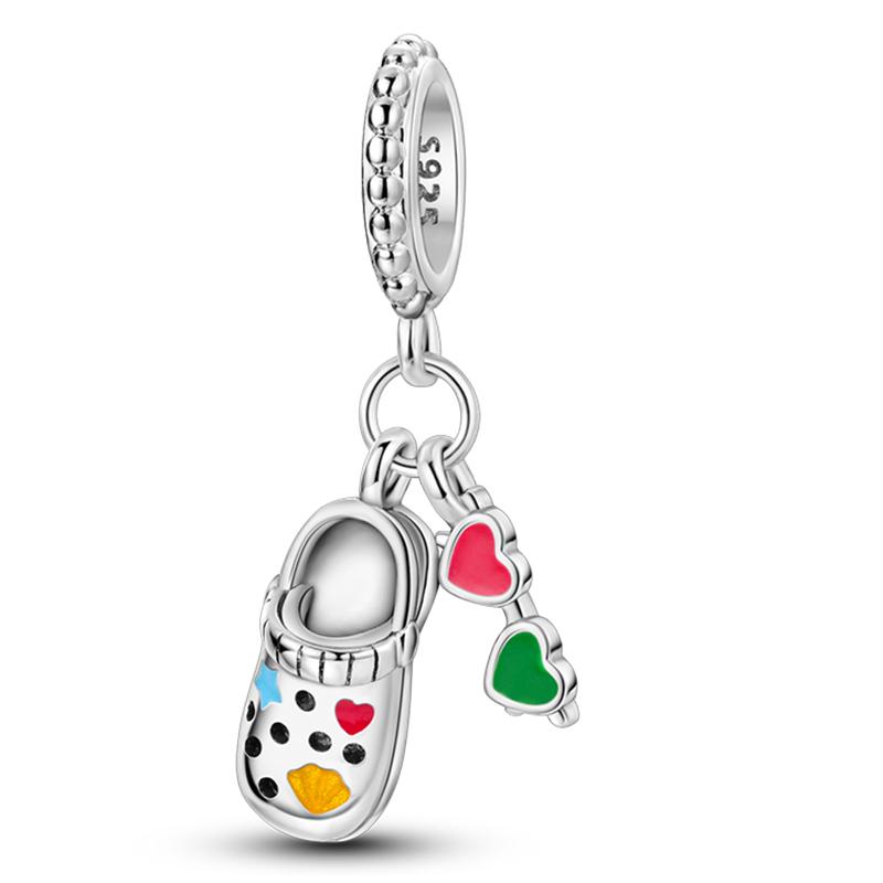 Shoe Charm Bead Components Copper Metal Ballet Dance Shoes High Heels Canvas Shoe Pendant Bead Components Compatible With Do It Yourself Bracelets