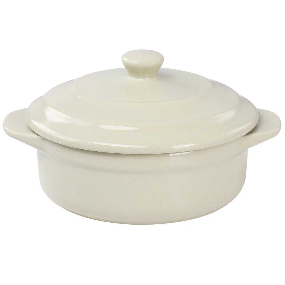 Stoneware Mini Casserole Dish with Lid Oven Microwave Dishwasher Safe Round Utility Single Serving Meals Desserts Soups Sides
