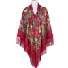 Russian Plus Size Women's Tassel Shawl - Vintage Ethnic Printed Square Scarf