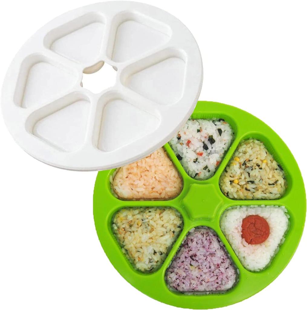 Fujipacks Hanbai Onigiri Mold Easy Convenient Omusubi 6-Hole Maker Made Japan Master Rice Ball Onigirazu Press Madole Green