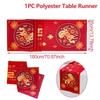 Red Golden Color New Year Table Runner Rectangular Shape Lantern Print Table Runner Horse Design Chinese Style Tablecloth