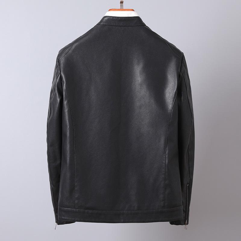 Men's Retro PU Leather Motorcycle Jacket with Stand Collar