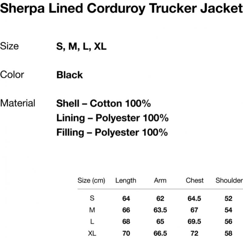 Diese Ist Niemals Das Sherpa-gefütterte Cord-Truckerjacke Schwarz
