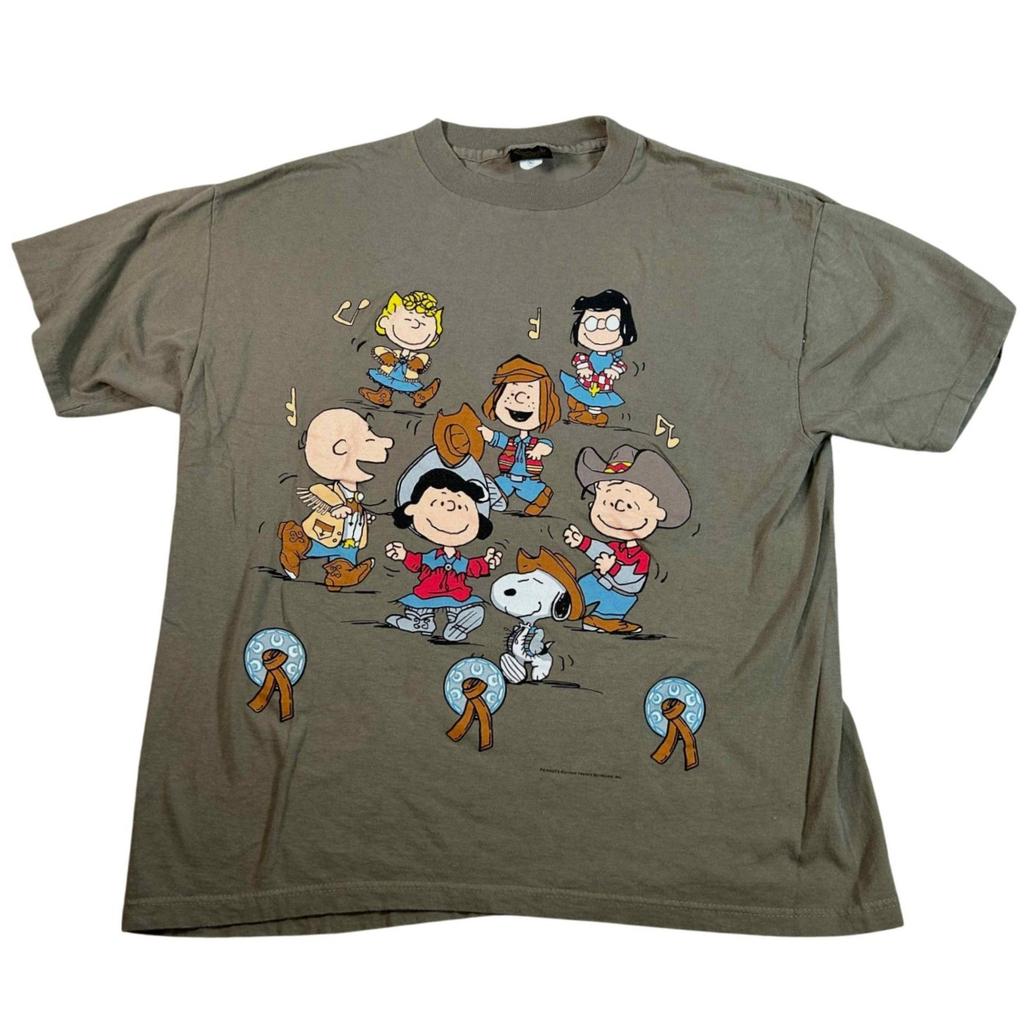 Vintage Changes Peanuts Western Characters Graphic T Shirt XL Tan USA Made Unisex T-Shirt