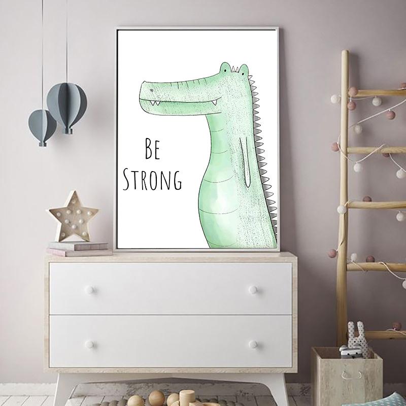 Cartoon Animal Canvas Painting Lion Monkey Crocodile Print Children's Room Wall Decor Elephant Poster for Living Room Home Decor Unframed