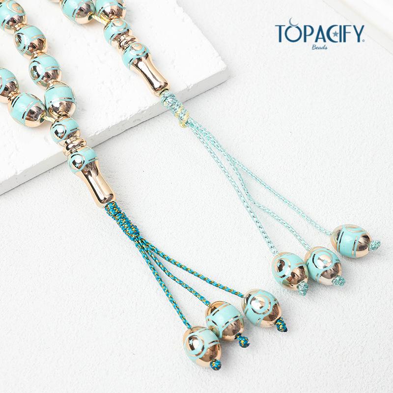 Electroplated Star & Moon Islamic Prayer Beads Bracelet - Hui Muslim Middle Eastern Accessory