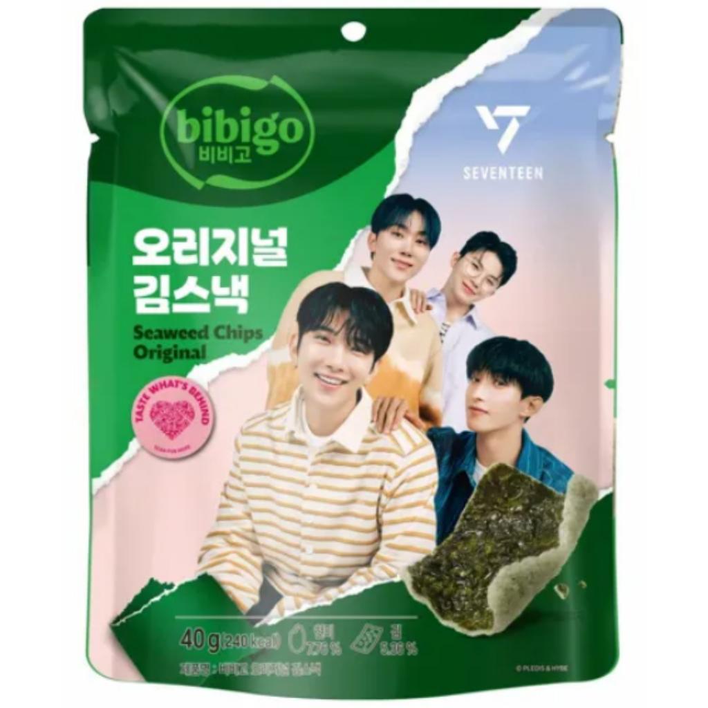 [BIBIGO] SEVENTEEN Чипсы из морской капусты Оригинальный и со вкусом сладкой кукурузы 40 г Original