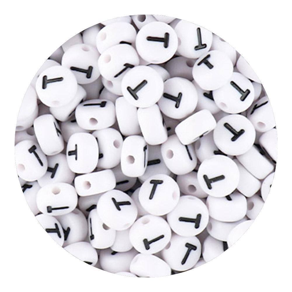 50/100/200pcs/Lot 7x4mm White A-Z Round Alphabet Acrylic Letters Beads Loose Spacer For Jewelry Making DIY Bracelet Accessories