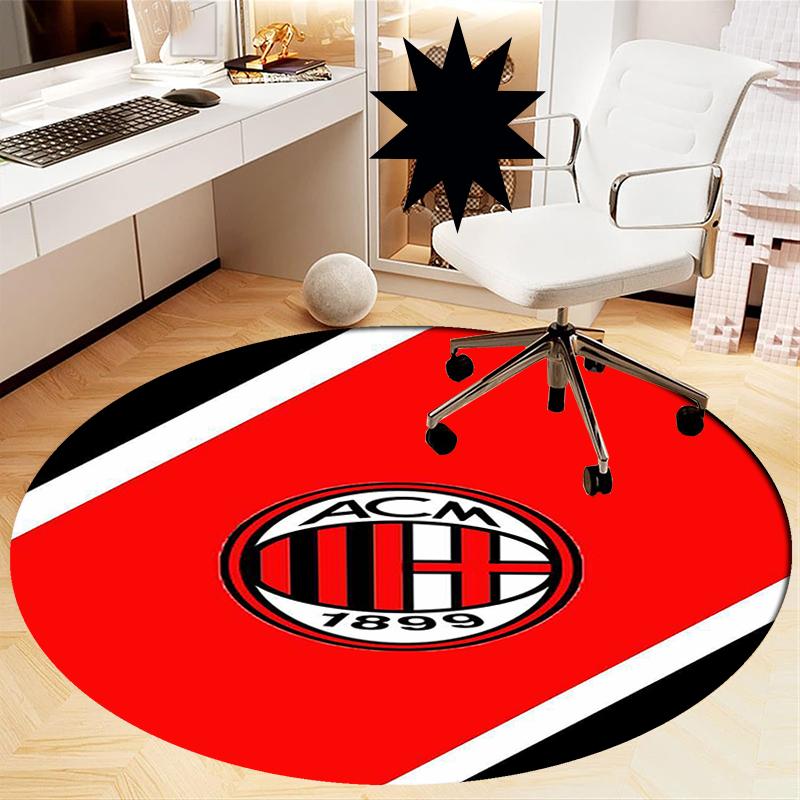 AC Milan Printed Round Rug Carpet Chair Rug Area Rug Entryway Doormats,for Office Chair Living Room Bedroom Kitchen Room.