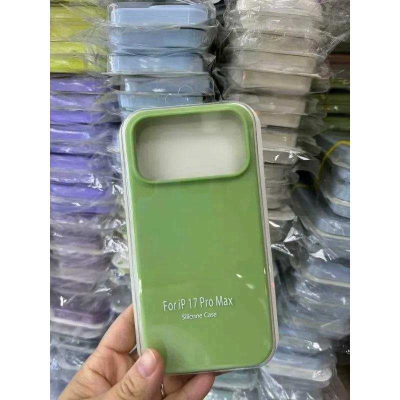 INS Style Candy Color Liquid Silicone Skin Feel Case For iPhone 17 Pro Max 16 15 14 Camera Touch Button Protection With Box Anti-Fall Non-Slip Cover