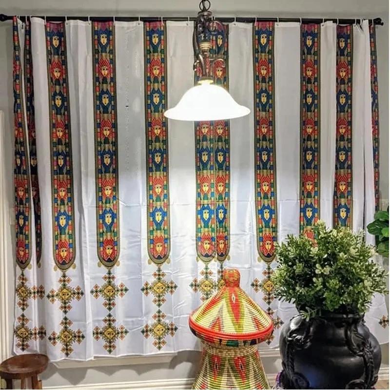 Ethiopian Ethnic Special Decoration Thin Fabric Curtain for Living Room Bedroom Curtain 3D Print Luxury Window Treatment Drapes