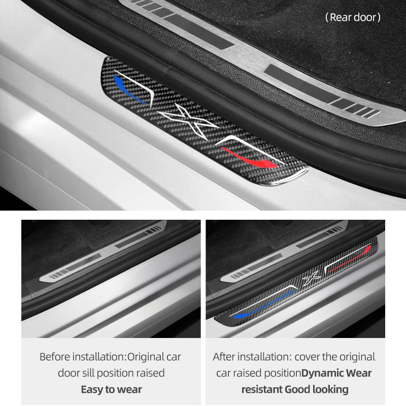 Carbon Fiber For BMW X5 E70 F15 X6 E71 F16 X1 E84 Door Sills Anti-Scuff Stickers Threshold Trim Strips Car Interior Accessories NM5