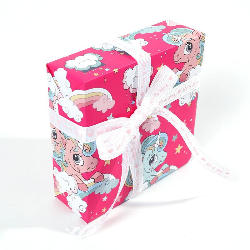 4 Pcs Cartoon Unicorn Wrapping Paper Roll for Wedding Kids Birthday Holiday Baby Shower Gift Wrap Craft Paper Decor Gifts