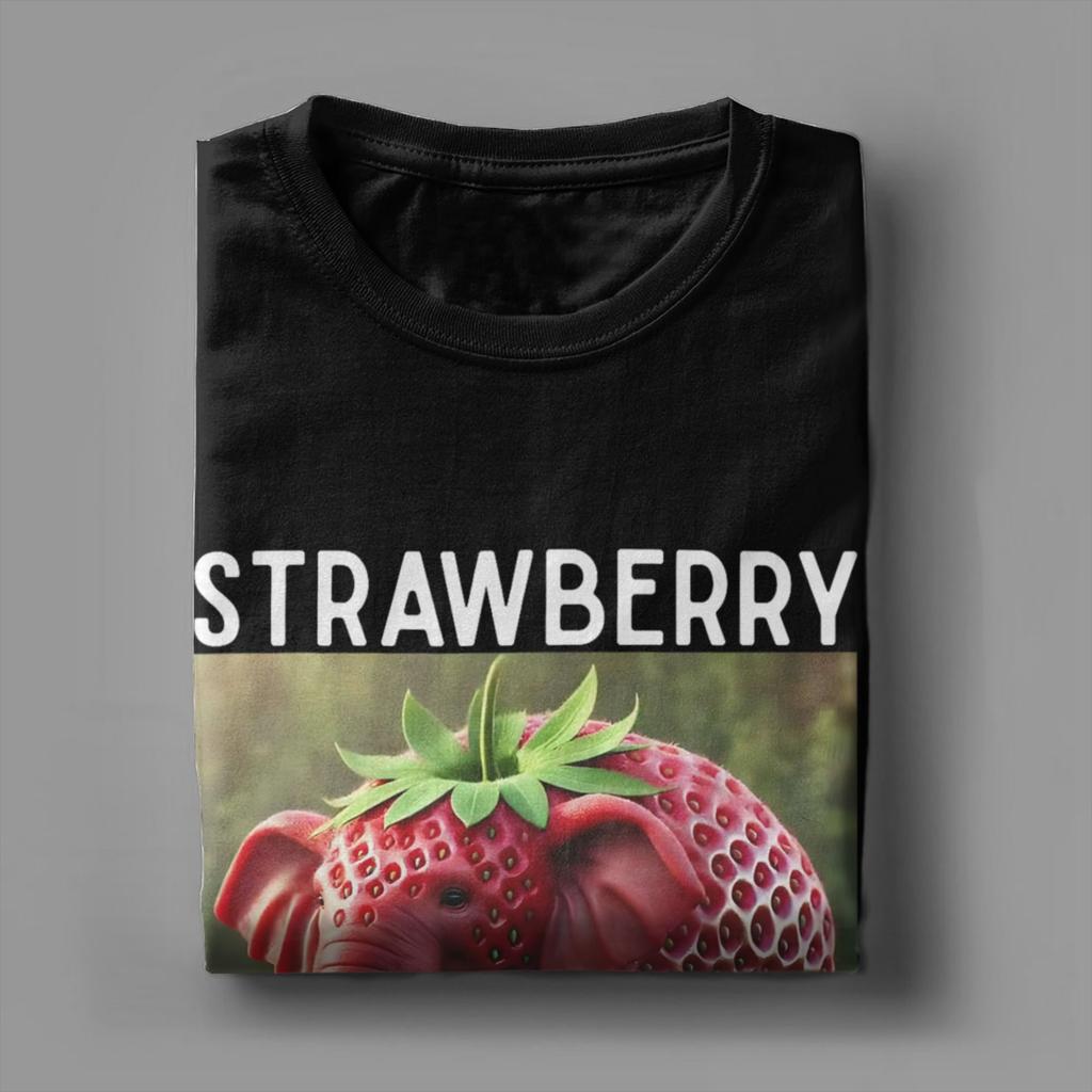 Strawberry Elephant Italian Brainrot Meme T Shirt Men's 100% Cotton Novelty T-Shirt Crew Neck  Tee Shirt Short Sleeve Tops