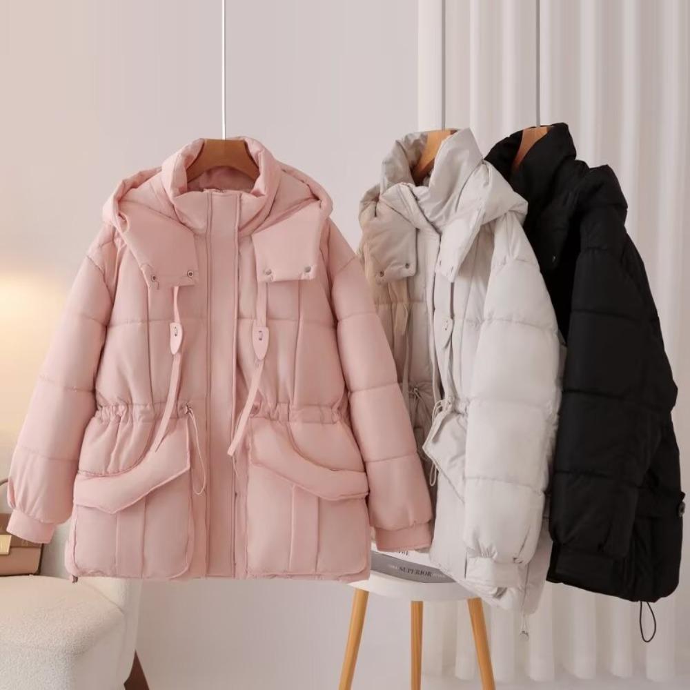 Women Winter Plus Size Parka Loose Sweet Fashion Oversized Hooded Thicken Warm Cotton-padded Coat