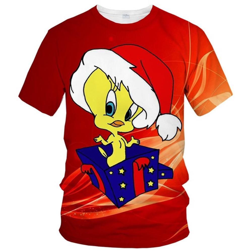 

selling summer fashion trend T-shirt 3D printed cute little duck print pattern casual and comfortable round neck top 6XL