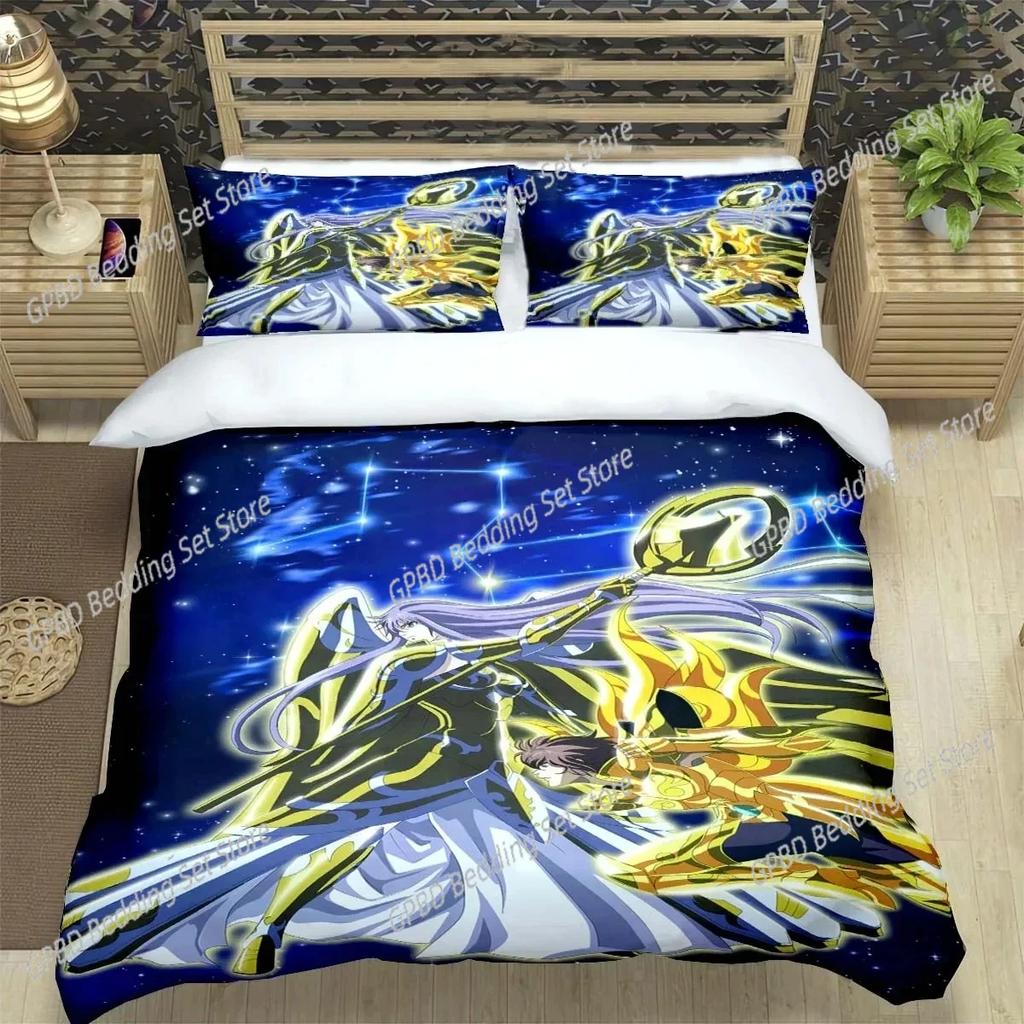 Comforter Saint Seiya 3D Bedding Set Black Comforter King Queen Size Polyester