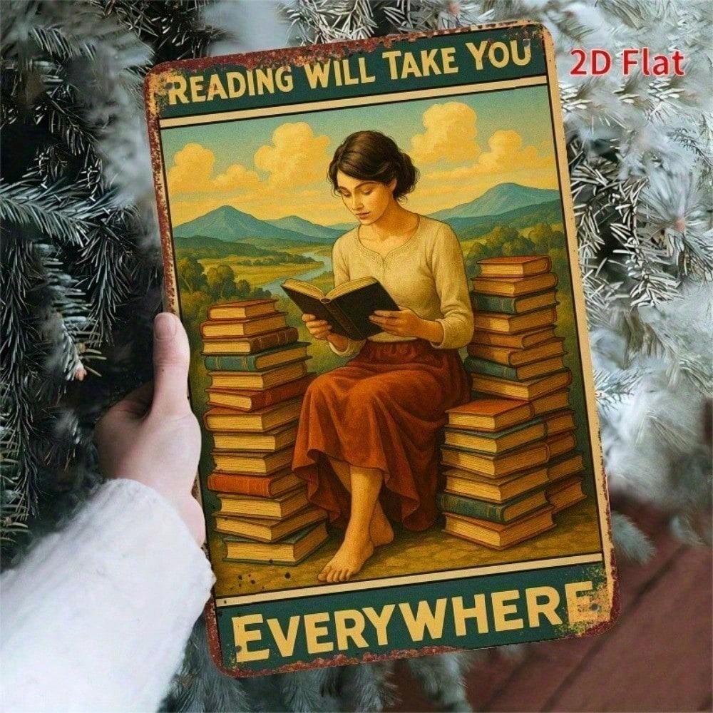 

Vintage Rustic Metal Tin Sign Reading Will Take You Everywhere Inspirational Quote Wall Art Decor for Home Office Library Classroom різнокольоровий