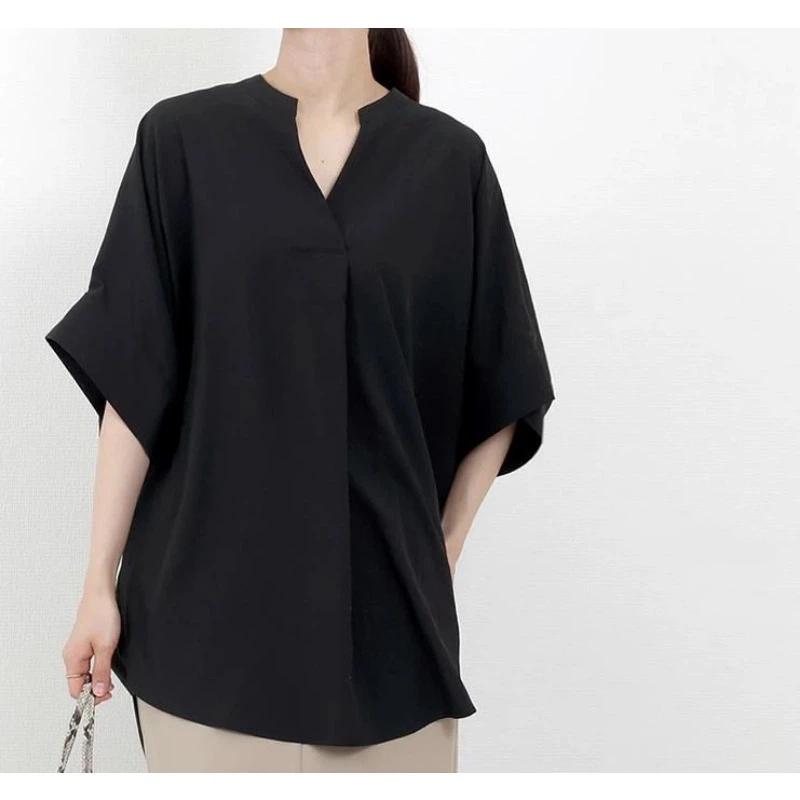 Women Light Beige Cotton Notch Neck Batwing Sleeve Longline Blouse