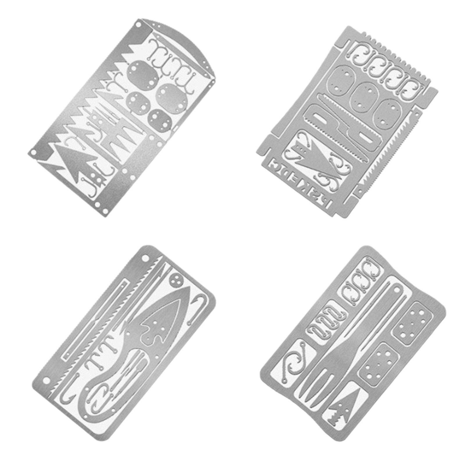 Карта выживания из нержавеющей стали, карта с рыболовным крючком, карта для выживания на открытом воздухе, мультитул, инструмент для кемпинга и рыбалки, кредитная карта 4 серебряный