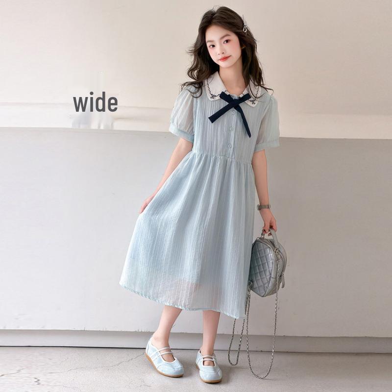 Girls' Stylish Summer 2026 Short Sleeve Princess Dress for Medium and Large Children