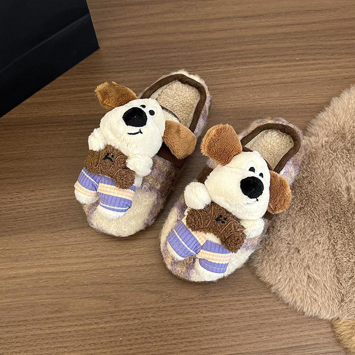 Internet Celebrity Cute Cute Dog Cotton Slippers 2025 Autumn and Winter New Thermal Cotton Slippers Home Out Slippers