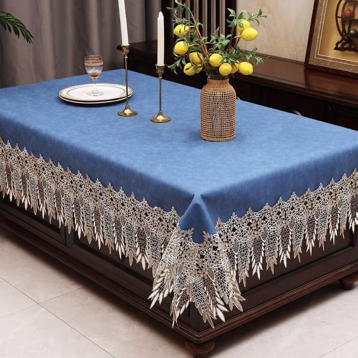 New Blecloth Waterproof And Oil-Proof Leave-In Household Dining Table Tablecloth European Lace Coffee Table Tablecloth