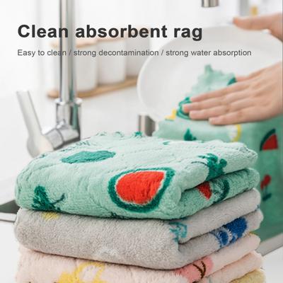 Serviettes de cuisine épaisses en velours de corail absorbant l'eau, 5 pièces, chiffon de nettoyage pour la vaisselle