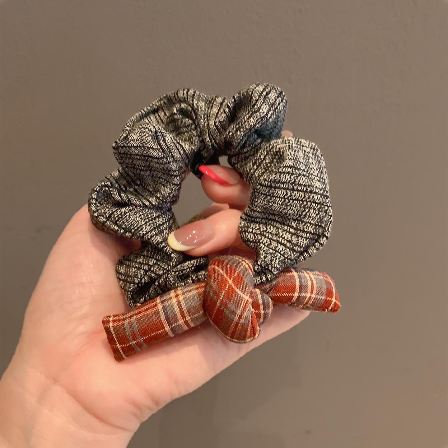 Chic Plaid Bow Knot Scrunchie - Versatile Korean Style Ponytail Holder