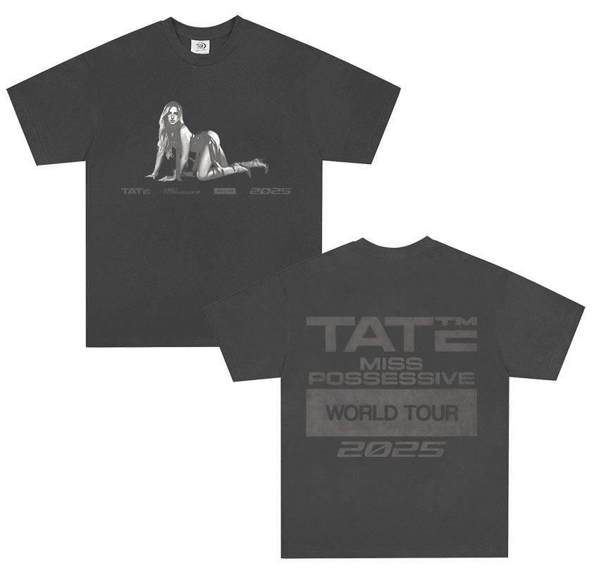 90s Vintage Tate McRae Miss Possessive Tour 2025 New Merch Tee Shirt Unisex Fashion Harajuku High Quality Cotton Tees Streetwear