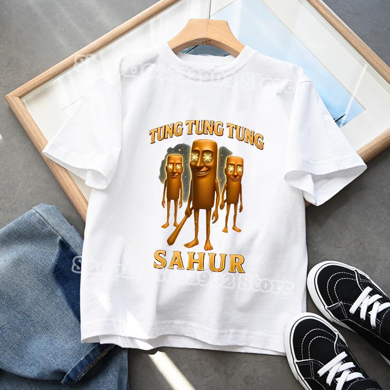 Italian Brainrot Kids Clothes Boys Girls T-shirts Tung Tungtung Sahur Cotton Tee Telala Funny Shark Summer Child Tops Party Gift