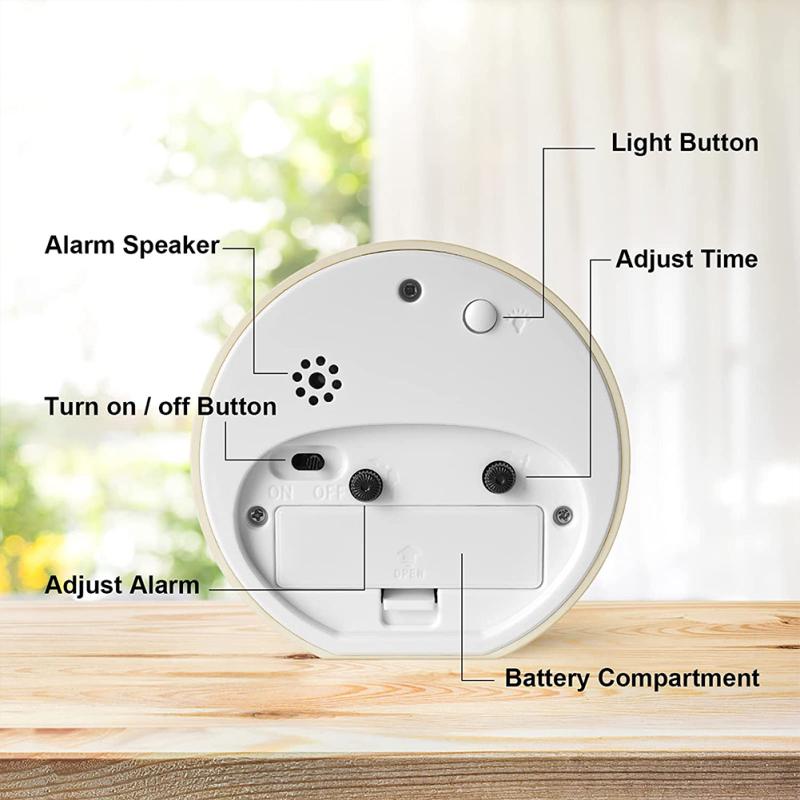 Wecker für Kinder, niedliches Cartoon-Tier, rund, tragbar, am Bett, ultra-leise, schwungvoll, weich, warmes Licht