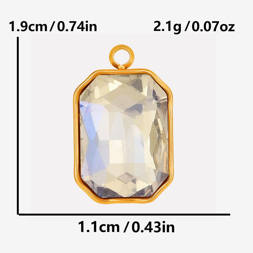 Rectangle Geometric Stainless Steel Pendants For Jewelry Making Supplies One Side Rhinestone Charm DIY Necklace Earrings Pendant
