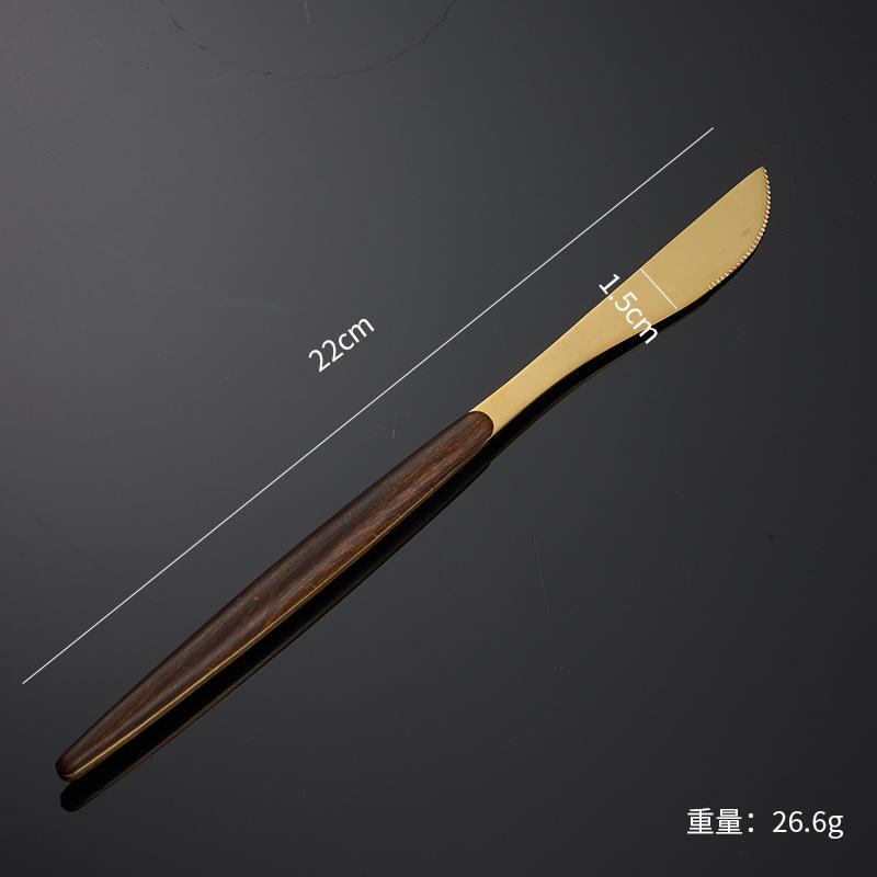 430 stainless steel handle Portuguese tableware knife fork spoon set Steak knife Japanese wood grain housewarming gift