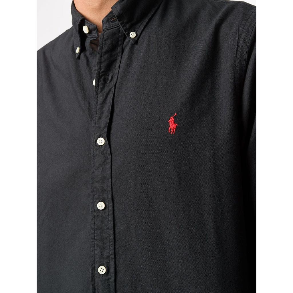 Polo Ralph Lauren Solid Color Embroidered Logo Long Sleeve Shirt Men shirts Black 710772290-001